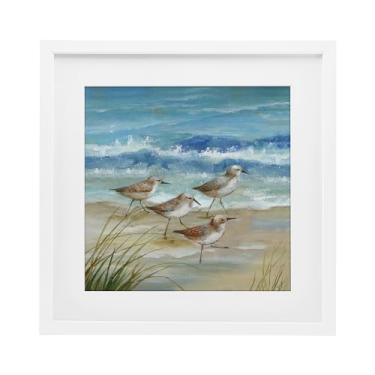 Imagem de Stupell Industries Impressão emoldurada branca Sandpiper Gathering View Under Glass por Nan, 33 x 33