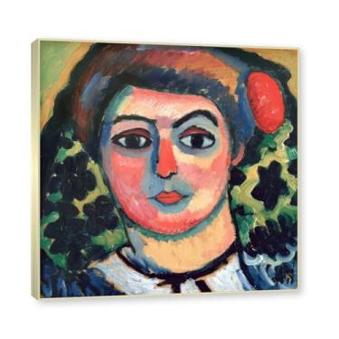 Imagem de NHLDZYH Moldura de champanhe. Impressões de arte Alexej von Jawlensky - Pintura de retrato - (cabeça de uma mulher 2) - Pôster de decoração de parede vintage. 40 x 40 cm - 15,8 x 15,8 pol