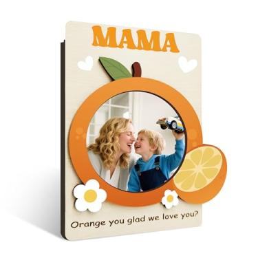 Imagem de Porta-retrato para mãe, presente de aniversário, dia das mães, moldura de ímã laranja para geladeira, moldura magnética para mãe, mãe, 14
