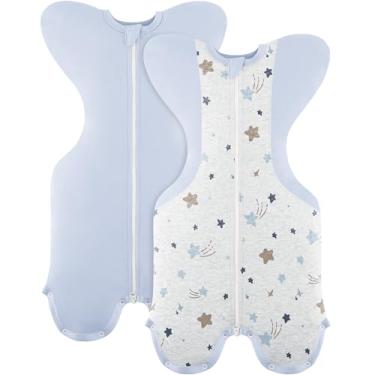 Imagem de Susurration Saco de dormir para bebês, faixa autocalmante para recém-nascidos, ajuste confortável, melhora o sono e o reflexo de susto calmo, pacote com 2, 1-3 meses, 3,6-5,9 kg