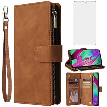 Imagem de Asuwish Capa tipo carteira compatível com Samsung Galaxy A50, protetor de tela de vidro temperado e porta-cartões, acessórios de celular, capas de celular para Glaxay A 50 Gaxaly S50 50A SM A505G