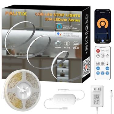 Imagem de PAUTIX Fita de LED COB Dailylight branca 6000K 504LEDs/m, CRI90+ 32,8 pés/10 m, kit de fitas de LED reguláveis 24 V, funciona com Alexa/Google Assistant, para iluminação DIY sob armário quarto cozinha