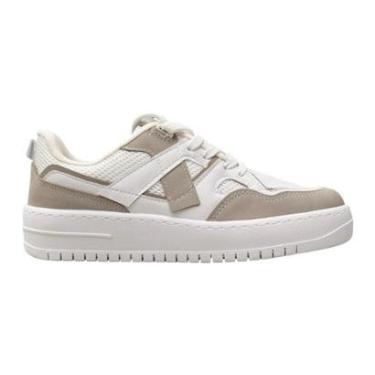 Imagem de tenis feminino vizzano com recortes branco cinza flatform-Feminino