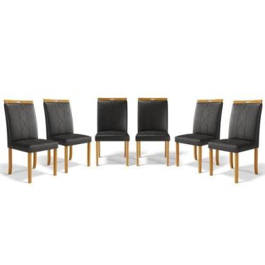 Imagem de Kit Com 6 Cadeiras Ana Madeira Maciça Estofadas Para Mesa De Jantar ma