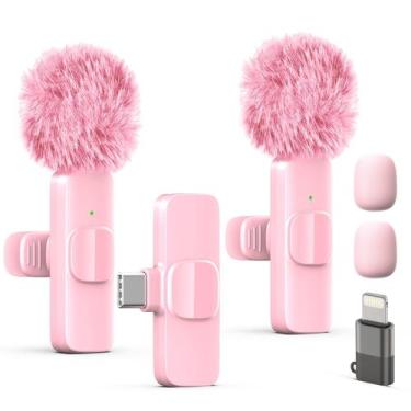 Imagem de Microfone de lapela sem fio de lapela LIZHUZHONG para iPhone rosa