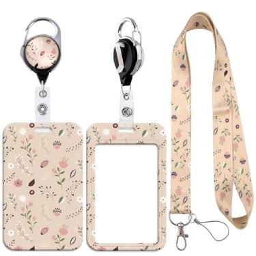 Imagem de Cordão com porta-cartão de identificação deslizante autoretrátil, cordão de identificação bonito com clipe de chaveiro giratório 360 para escritório, escola, professor, trabalho, crachás