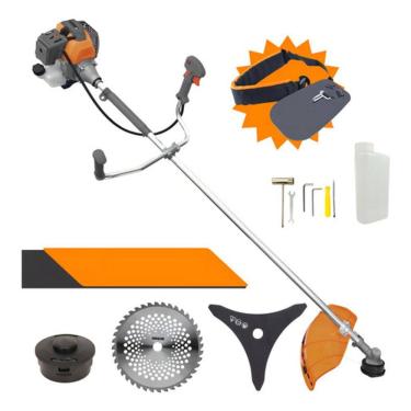 Imagem de Roçadeira Podador De Grama a Gasolina Tekna Rl520p-i 52cc + Kit com Carretel, Faca p/ Mato e Serra Videa 40D p/ Troncos