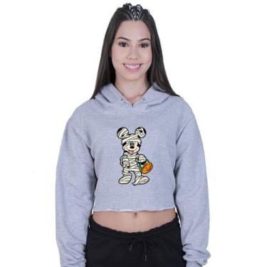 Imagem de Cropped Moletom Feminino Mickey Mouse Mumia - Lafre, Cinza, P