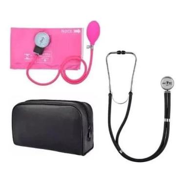 Imagem de Esfigmomanometro Premium Rosa + Estetoscopio Duplo