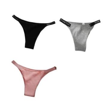 Imagem de Conjunto De 3 Calcinhas Femininas De Algodão, Tanga Sexy, Lingerie Ínt