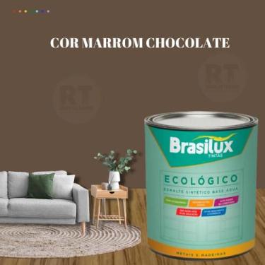 Imagem de Esmalte Sintético Brasilux Base Água Ecologico Cor Marrom 800ML Brilha