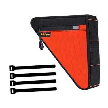 Imagem de IEUDNS Bolsa triangular para bicicleta, bolsa para quadro de bicicleta, masculina e feminina, com zíper, para tubo superior com alças para viagens, mountain, Laranja