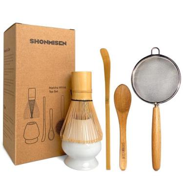 Imagem de Conjunto de batedores Matcha SHONMISEN Bamboo com suporte de batedor e