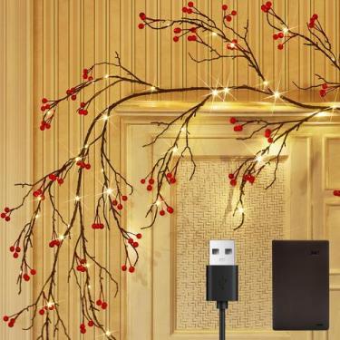 Imagem de Guirlanda de Natal Fudios Lighted Red Berry 120 LED 1,8 m