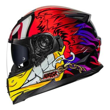 Imagem de Capacete Norisk FF302 Loko Branco Vermelho e Amarelo, 60