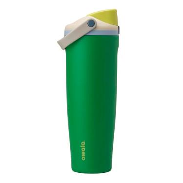 Imagem de Owala Garrafa de água de aço inoxidável isolada FreeSip Sway com bico bidirecional, canudo embutido e alça de balde, feita para viagens, escola e esportes, 1,134 g, livre de BPA, à prova de vazamento