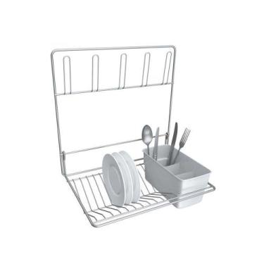 Imagem de Escorredor De Louça De Parede Com Porta Talheres - Stolf Branco