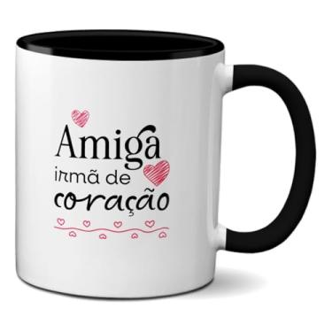 Imagem de Caneca Da Amizade Amiga Irmã Do Coração Presente Fofo (Preta)