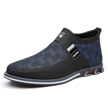 Imagem de Veslexth Sapato masculino de cano médio, casual, mocassins duráveis, modernos, tênis social masculino, Azul, 42