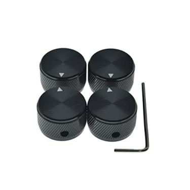 Imagem de Dopro 4 peças 25 x 15,5 mm Potenciômetro de alumínio Potenciômetro 1/4" (6,35 mm) Botões de controle de metal universais com indicador e parafuso de ajuste para guitarra/baixo/pedal de defeito/AMPS
