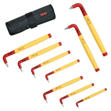Imagem de FESA Conjunto de chaves Torx isoladas – Conjunto de ferramentas isoladas de 1000 V com 9 chaves em L Torx para eletricistas (T10, T15, T20, T25, T27, T30, T40, T45, T50) - Alças de tração seguras e