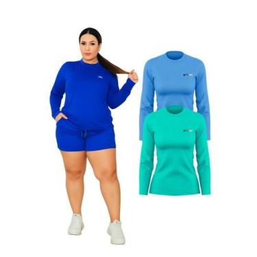 Imagem de Kit 2 Camisetas Manga Longa Proteção UV FPS50 Feminina Plus Size - Ast