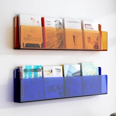 Imagem de Porta-revistas 2 Prateleiras Para Revistas, Suporte De Brochuras De Acrílico Transparente Estante Pendurada, Armazenamento De Documentos De Montagem Na Parede Pa, Portfolio 7, L - 120cm/47.2in