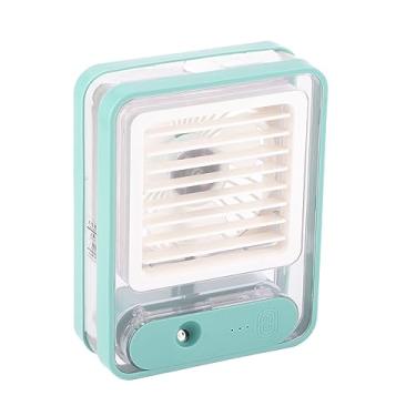 Imagem de Zhjvihx Ventilador de Névoa de Mesa, fã de água de Mesa Silenciosa Tanque de água Grande 3 Velocidade Portátil Com Luz Noturna para Viajar para o Escritório (Verde)