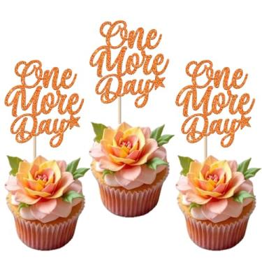 Imagem de 24 Pack One More Day Cupcake Toppers Glitter Rehearsal Dinner Cupcake Picks Wedding Bachelorette Countdown Cake Decorations Party Supplies Orange