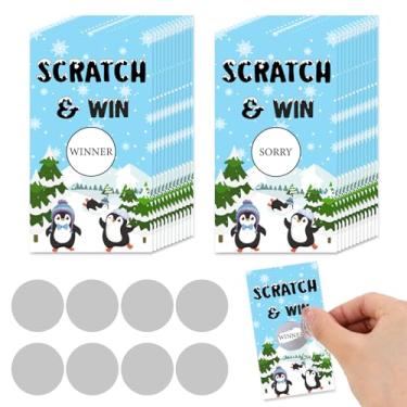 Imagem de Sursurprise 50 PCS Penguin Scratch Off Cards, Winter Holiday Party Game, Snow Snowflake Lottery Prize Raffle Tickets for Penguin Baby Shower Birthday Gender Reveal