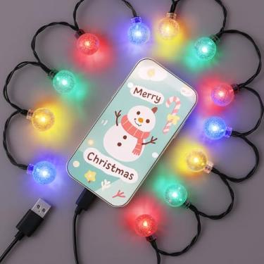Imagem de Ceoighe 1 pacote de cabo carregador de telefone USB tipo C, multicolorido, 12 LEDs, 50 polegadas, cabo carregador de telefone compatível com iPhone 15 Pro Max/15 Plus/S23 Ultra/S22 (bola de cristal