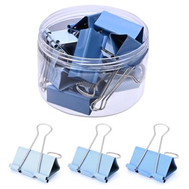 Imagem de Temiary Clipes de fichário estéticos, clipe de fichário de metal pequeno de 5 cm com recipiente de armazenamento transparente, grampos de papelada de encadernação para professores escolares materiais