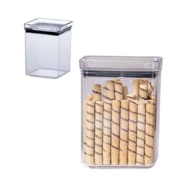 Imagem de Pote Hermético Bolacha Quadrado Alimentos Acrílico 1000ml