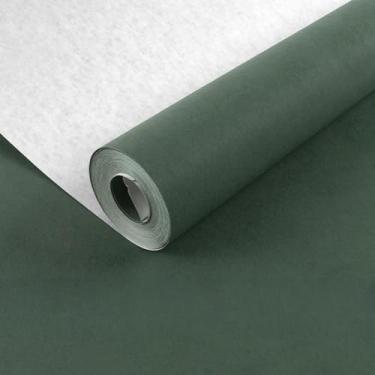 Imagem de ESSMOKO Papel de parede moderno estilo nórdico seda não tecido papel de parede não autoadesivo quarto sala de estar escritório decoração de fundo adesivos cinza escuro verde 53 * 950 cm