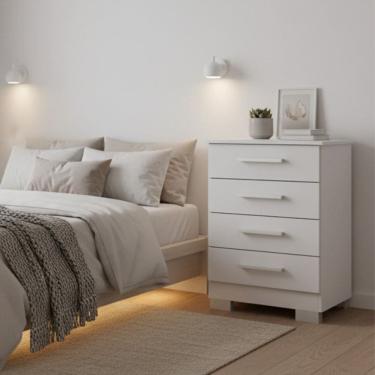 Imagem de Cômoda para Quarto 4 Gavetas em Mdp Carol Branco