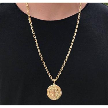 Imagem de Colar Masculino São Bento Folheada A Ouro 18K