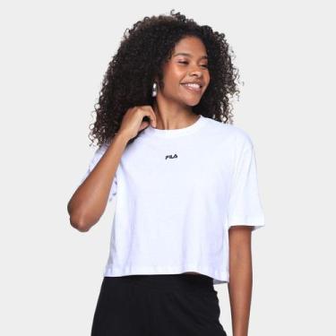 Imagem de Camiseta Fila Cropped Comfort Classic Feminina, Branco, GG
