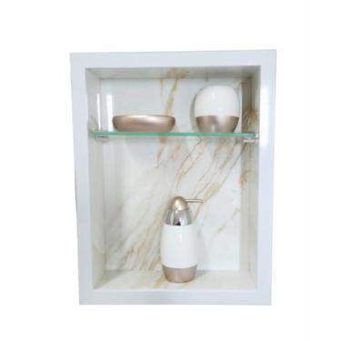 Imagem de Nicho Banheiro Porcelanato 30x40x11 Borda De Alumínio. - Belo Nicho