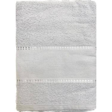 Imagem de Toalha Banho Barra Para Bordar Ponto Cruz 65X130 Branco