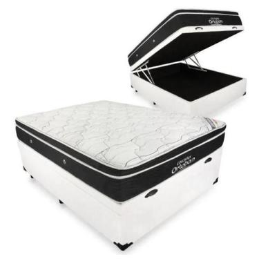 Imagem de Box Baú Casal Branco Colchão Molas Ensacadas Elegant 138X188 - Ortobom