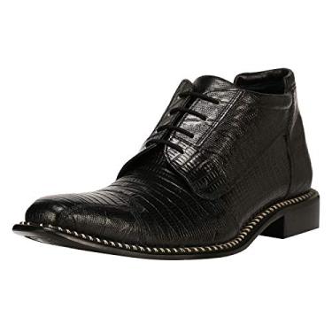 Imagem de LIBERTYZENO Bota masculina de couro legítimo com estampa de lagarto para adultos, cadarço para presente de Páscoa, Preto, 38