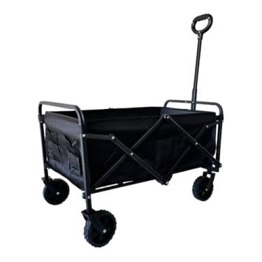 Imagem de Carrinho de Carga Dobrável até 80kg Preto para Feira Compras Viagem Camping