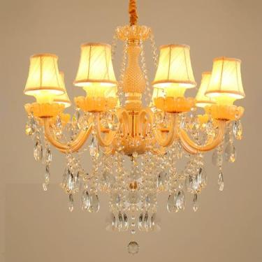 Imagem de Luminária pendente de vela de cristal europeia, sala de estar de luxo, restaurante, quarto, quarto de menina, vila, hotel, loja de roupas, salão de beleza, café, bar, lustre KTV (HC 8 luzes)