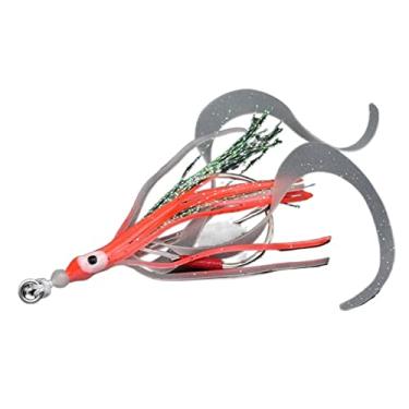 Imagem de GRFIT Ganchos de pesca 10 pçs/lote Ganchos de assistência de brilho com saias de lula Lumious Slow Jig Saia de silicone Gancho de pesca Acessórios de pesca marítima Ganchos de peixe (Cor: Brilho-10