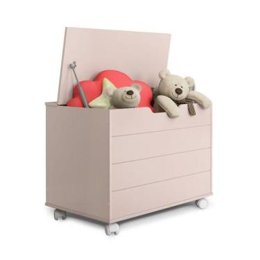 Imagem de Baú Caixa Organizadora Rosa Brinquedos com Tampa e Rodízios  Decora Mó