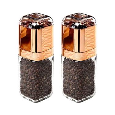 Imagem de LUYILA Conjunto manual de moedor de pimenta e sal por gravidade, moedor de pimenta moderno, garrafa de vidro premium, saleiro e pimenteiro com moedor de especiarias de cerâmica, moedor de pimenta de