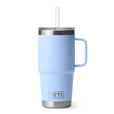Imagem de Caneca de canudo YETI Rambler de 740 ml, com isolamento a vácuo, aço inoxidável, azul-céu