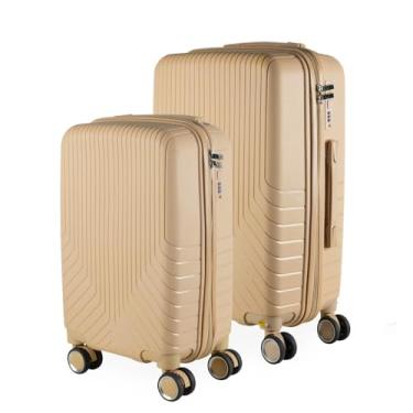 Imagem de Cj Malas Polipropileno 2 Peças P e M com Rodas 360 França - AeroMalas (Champanhe)