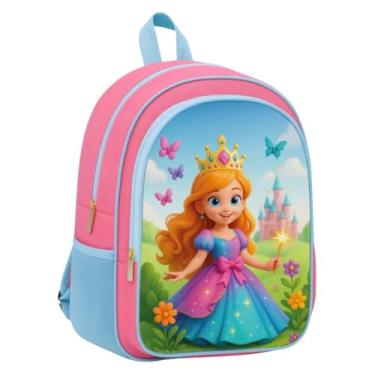 Imagem de Mochila Escolar Infantil Feminina Princesa Rosa | Costas Reforçada Pikuka
