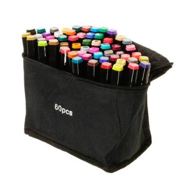 Imagem de Kit Canetinha 60 Unidades Estojo Escolar Linha Profissional - RELET